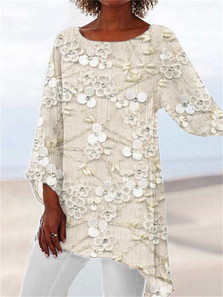 Mathilde Carrington | Floral Embroidered Long Sleeve Top For Women
