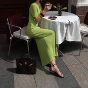 Vivienne Ashcombe | Green Knitted Maxi Races Dress For Women