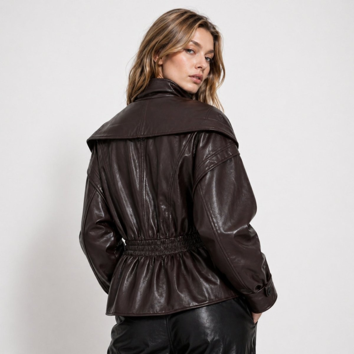 Francesca Dunleigh | Faux Leather Peplum Jacket For Women