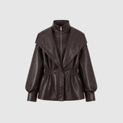 Francesca Dunleigh | Faux Leather Peplum Jacket For Women