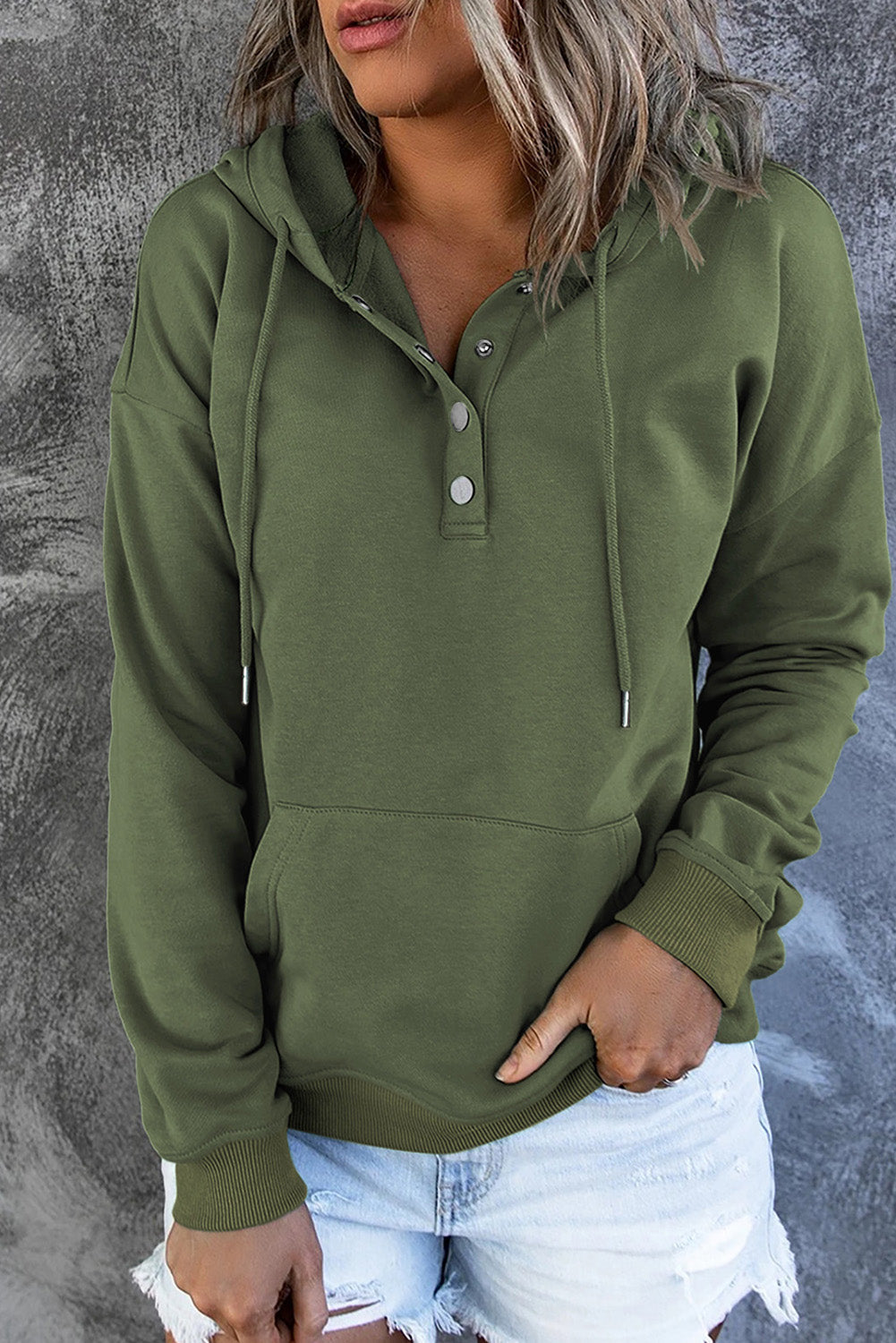 Bronte Halliwell | Casual Button-Neck Hoodie For Women