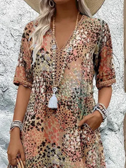 Sylvana Merrifield | Boho Floral Print Midi Dress For Women