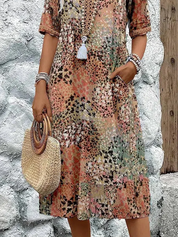 Sylvana Merrifield | Boho Floral Print Midi Dress For Women