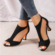 Harriet Coverly | Blush Pink T-Bar Heeled Sandals For Women