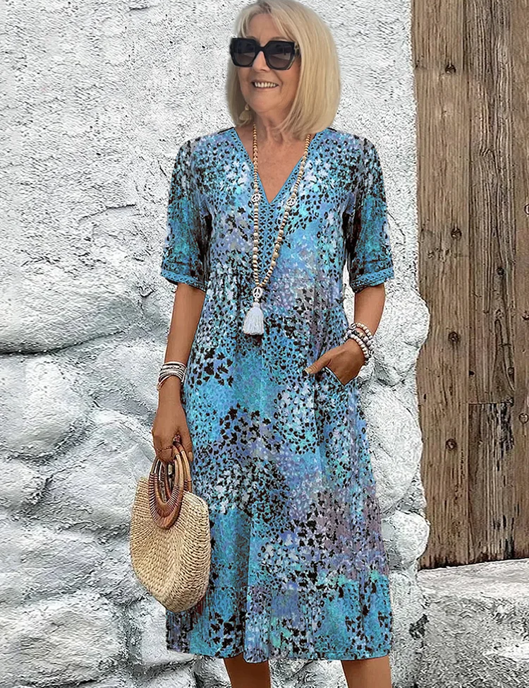 Sylvana Merrifield | Boho Floral Print Midi Dress For Women