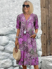 Sylvana Merrifield | Boho Floral Print Midi Dress For Women