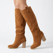 Marguerite Dunbar | Knee-High Suede Block Heel Boots For Women