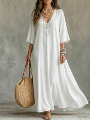 Francesca Whitlock | Pink V-Neck Maxi Dress For Women