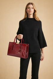 Vivette Lachambre | Croc-Embossed Structured Tote Handbag For Women