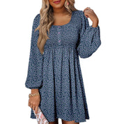 Harriet Langford | Smocked Square Neck Puff Sleeve Mini Dress For Women