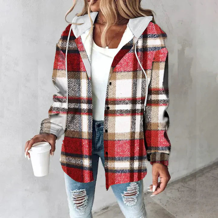 Juliette Bancroft | Plaid Hooded Button-Up Jacket For Women