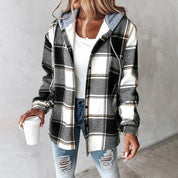 Juliette Bancroft | Plaid Hooded Button-Up Jacket For Women