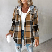 Juliette Bancroft | Plaid Hooded Button-Up Jacket For Women