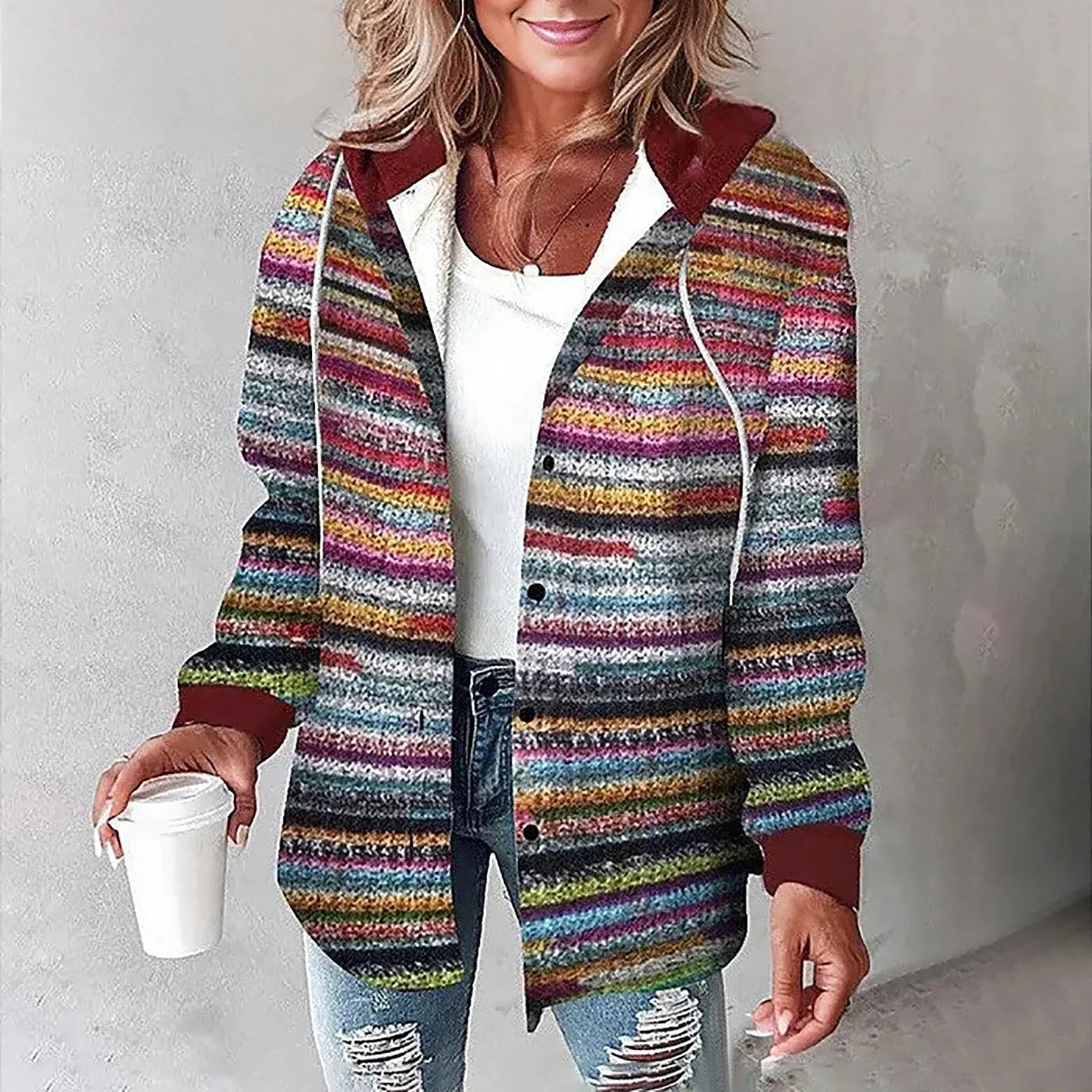 Juliette Bancroft | Plaid Hooded Button-Up Jacket For Women