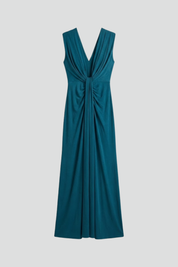 Genevieve Colborne | Deep V-Neck Ruched Maxi Dress For Women