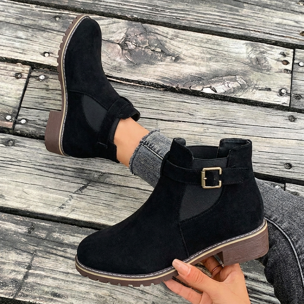 Helena Forsythe | Black Suede Chelsea Ankle Boots For Women