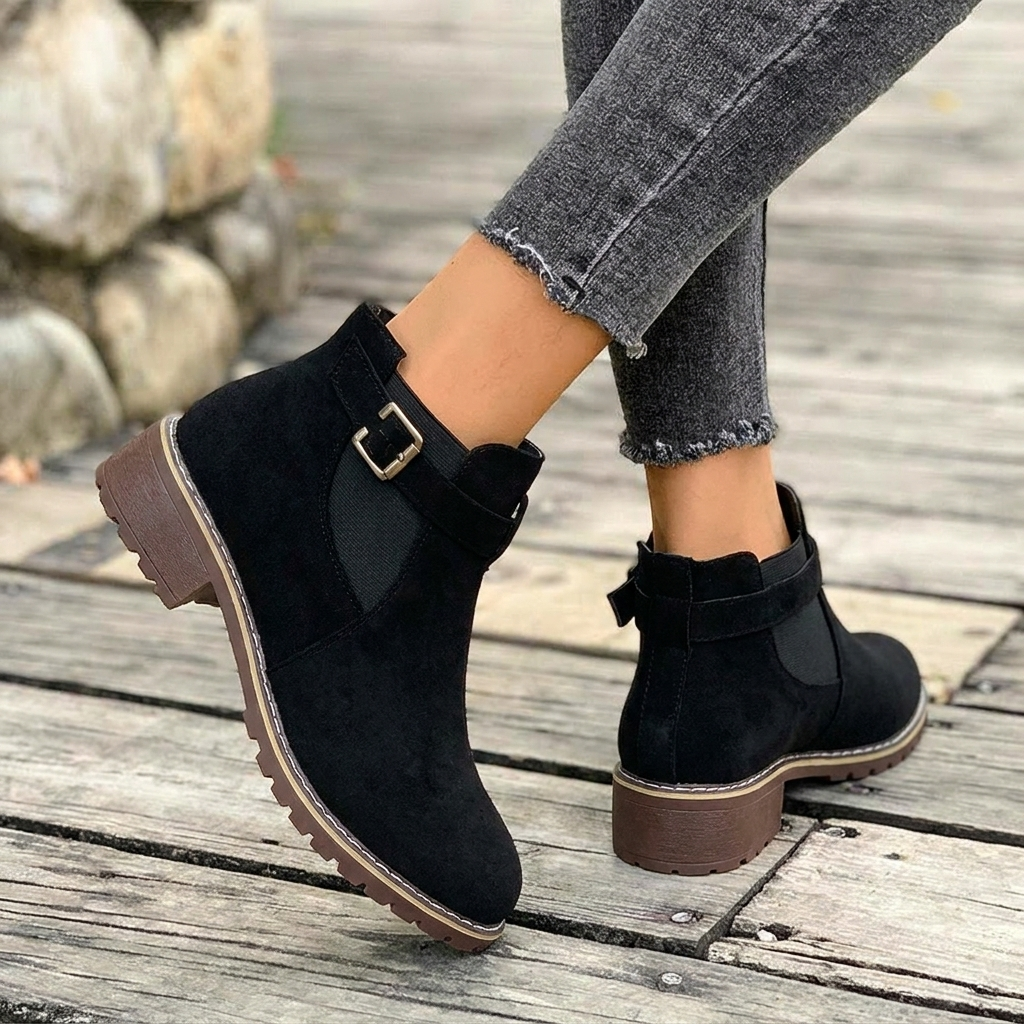 Helena Forsythe | Black Suede Chelsea Ankle Boots For Women