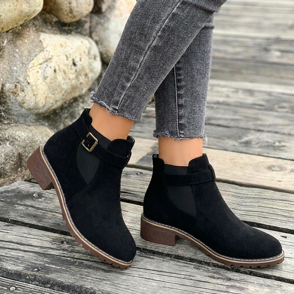 Helena Forsythe | Black Suede Chelsea Ankle Boots For Women