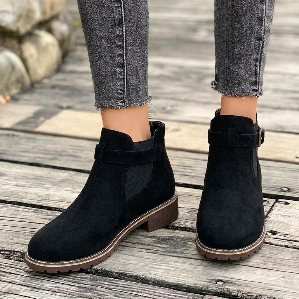 Helena Forsythe | Black Suede Chelsea Ankle Boots For Women