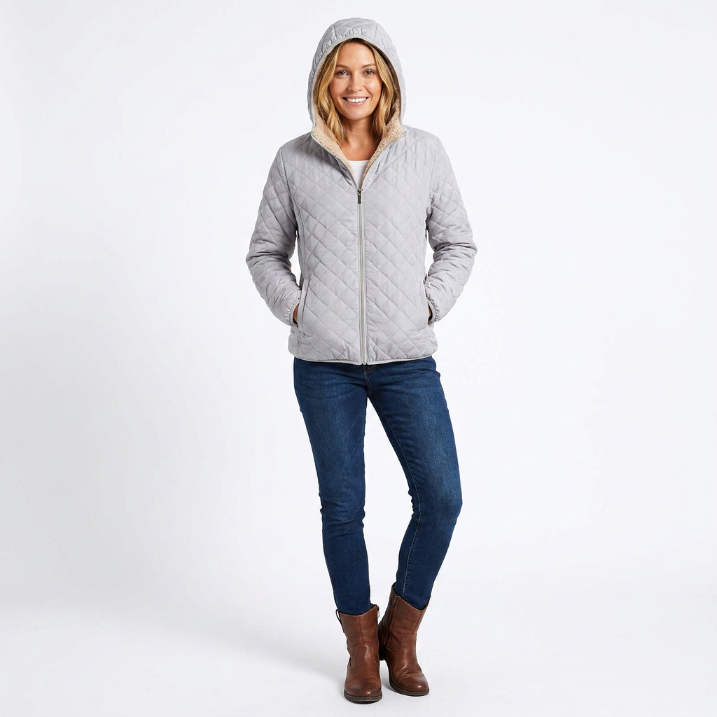 Rosemary Fincham | Quilted Hooded Zip-Up Jacket For Women