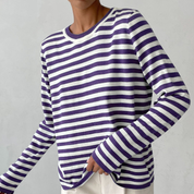 Pamela Ashgrove | Striped Long Sleeve Knit Sweater For Women