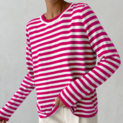 Pamela Ashgrove | Striped Long Sleeve Knit Sweater For Women