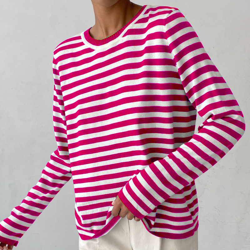 Pamela Ashgrove | Striped Long Sleeve Knit Sweater For Women