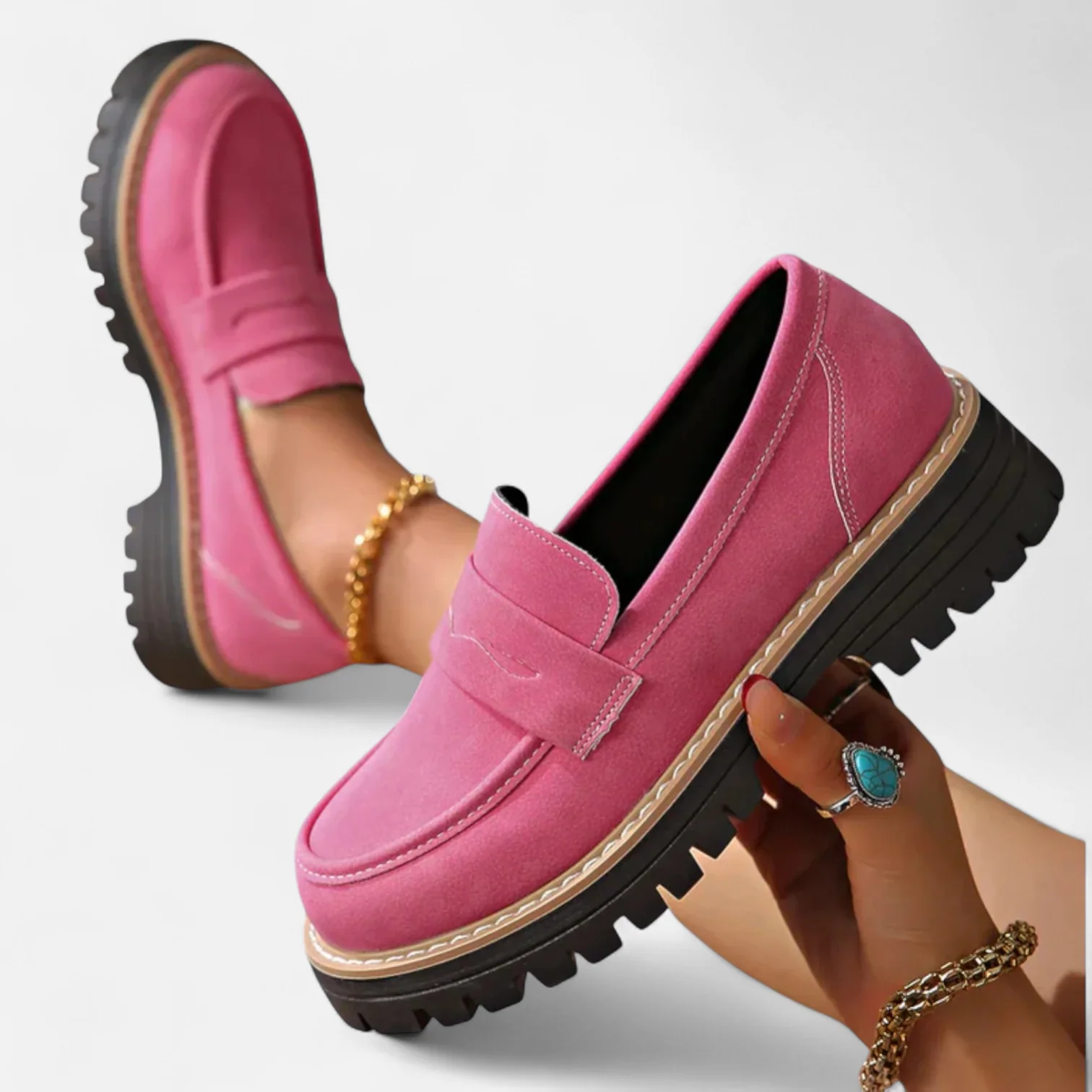 Phoebe Kensington | Classic Chunky Sole Penny Loafers For Women