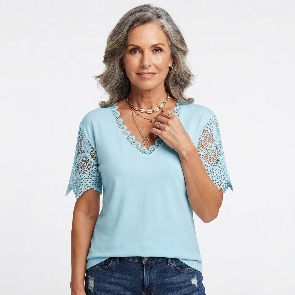 Katherine Lovell | Lace V-Neck Top For Women