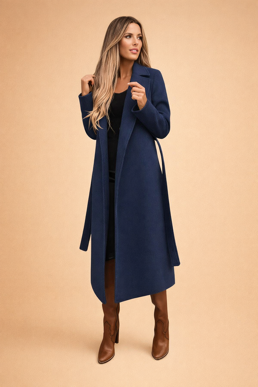 Vanessa Holmcroft | Belted Longline Wrap Coat For Women