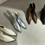 Lavinia Merriport | Metallic Silver Ankle Boots For Women