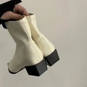 Lavinia Merriport | Metallic Silver Ankle Boots For Women