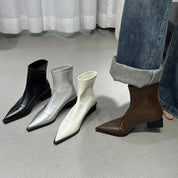Lavinia Merriport | Metallic Silver Ankle Boots For Women