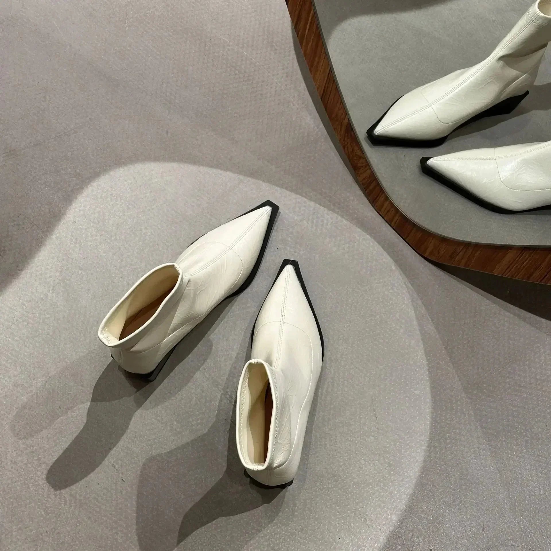 Lavinia Merriport | Metallic Silver Ankle Boots For Women