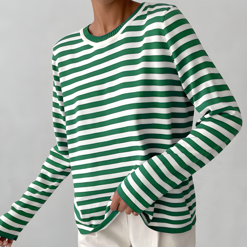 Pamela Ashgrove | Striped Long Sleeve Knit Sweater For Women