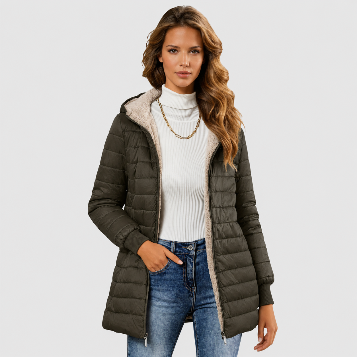 Naomi Castleford | Hooded Quilted Puffer Jacket For Women