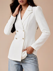 Harriet Collingmore | Double Breasted White Blazer For Women