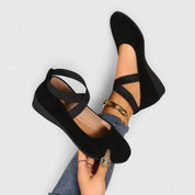 Bridget Halcombe | Cross Strap Mary Jane Flat Shoes For Women