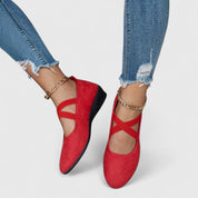 Bridget Halcombe | Cross Strap Mary Jane Flat Shoes For Women