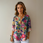 Diana Westbourne | Vibrant Floral Button Blouse For Women