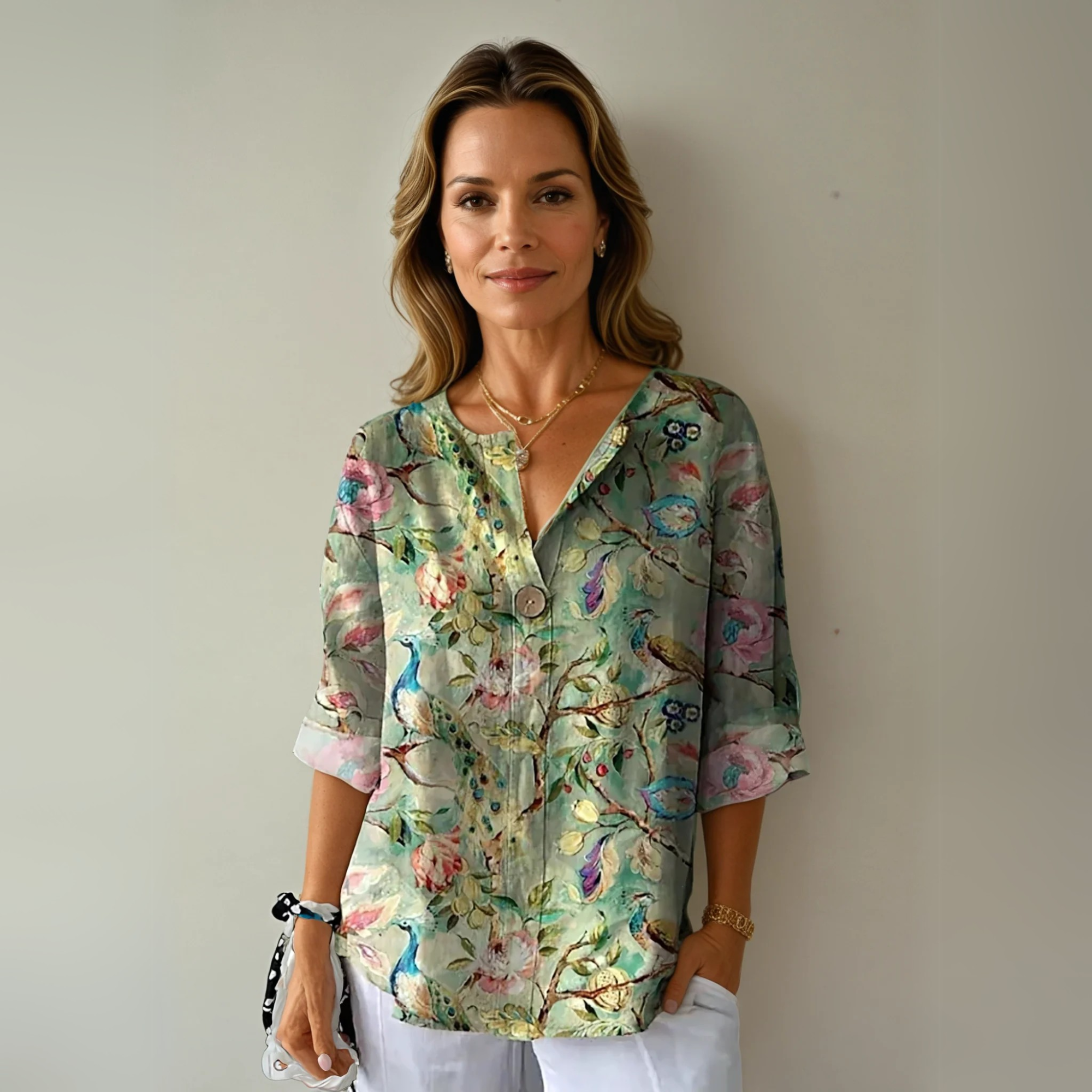 Diana Westbourne | Vibrant Floral Button Blouse For Women
