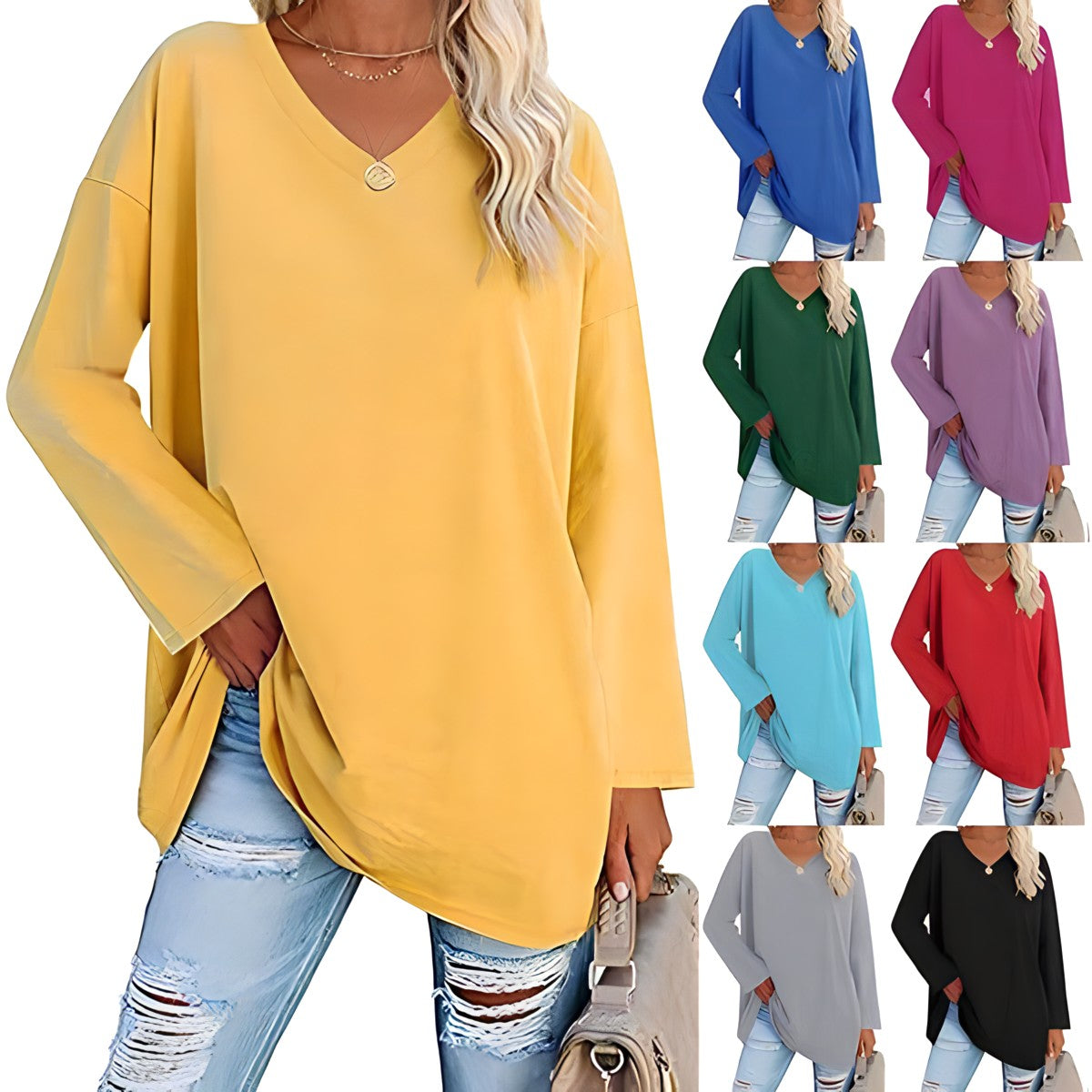 Frances Whitmore | Long Sleeve V-Neck Tunic Top For Women