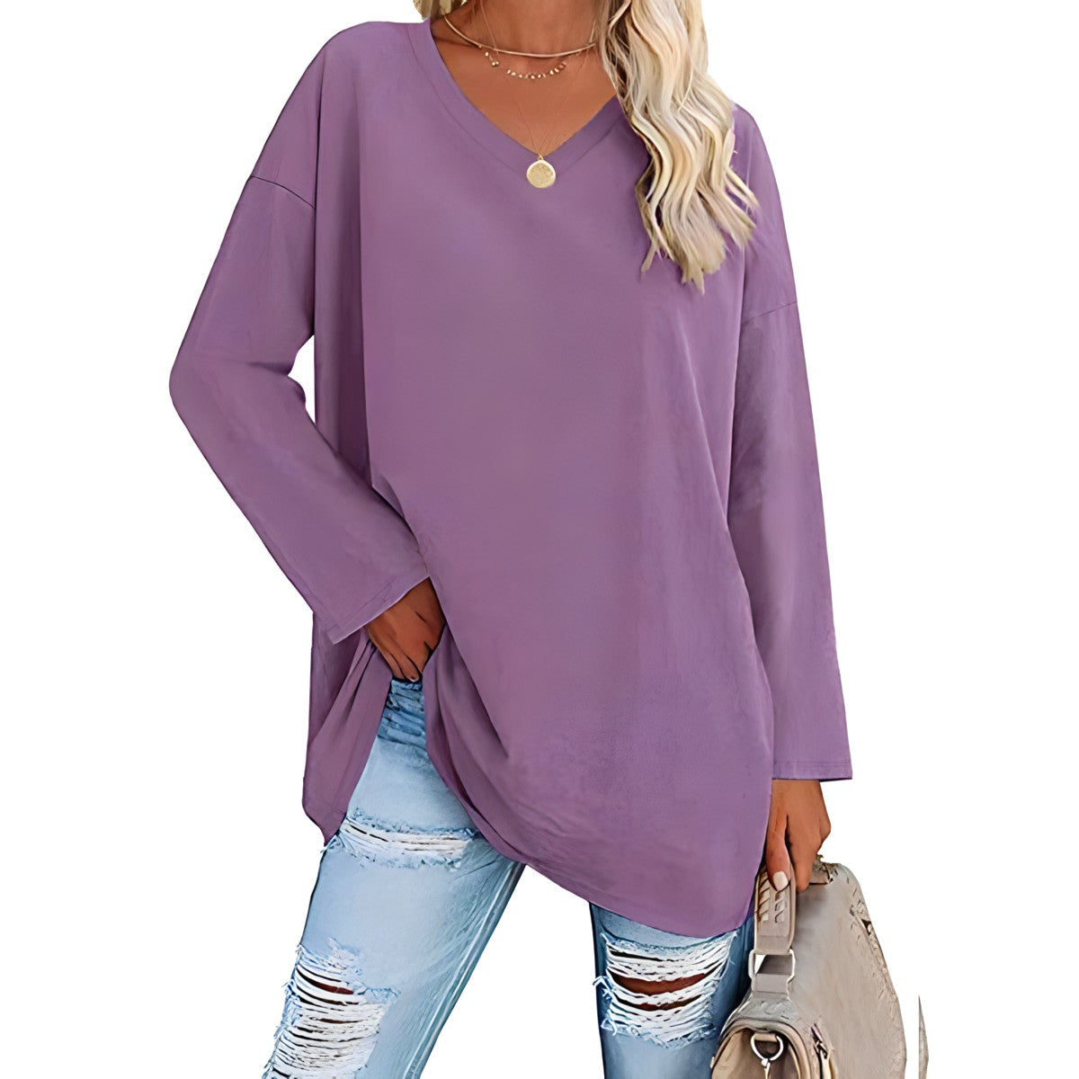 Frances Whitmore | Long Sleeve V-Neck Tunic Top For Women