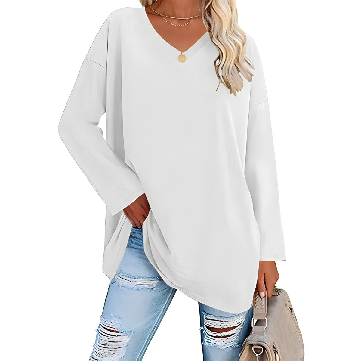 Frances Whitmore | Long Sleeve V-Neck Tunic Top For Women