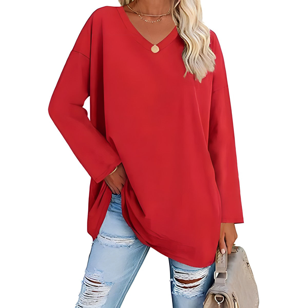Frances Whitmore | Long Sleeve V-Neck Tunic Top For Women