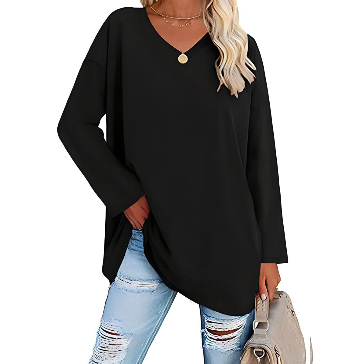Frances Whitmore | Long Sleeve V-Neck Tunic Top For Women