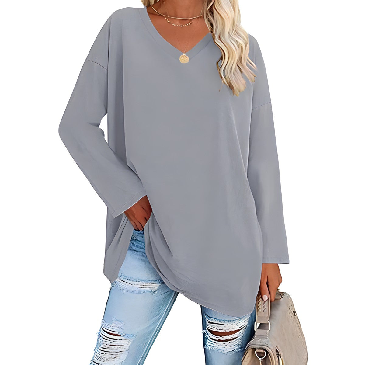Frances Whitmore | Long Sleeve V-Neck Tunic Top For Women