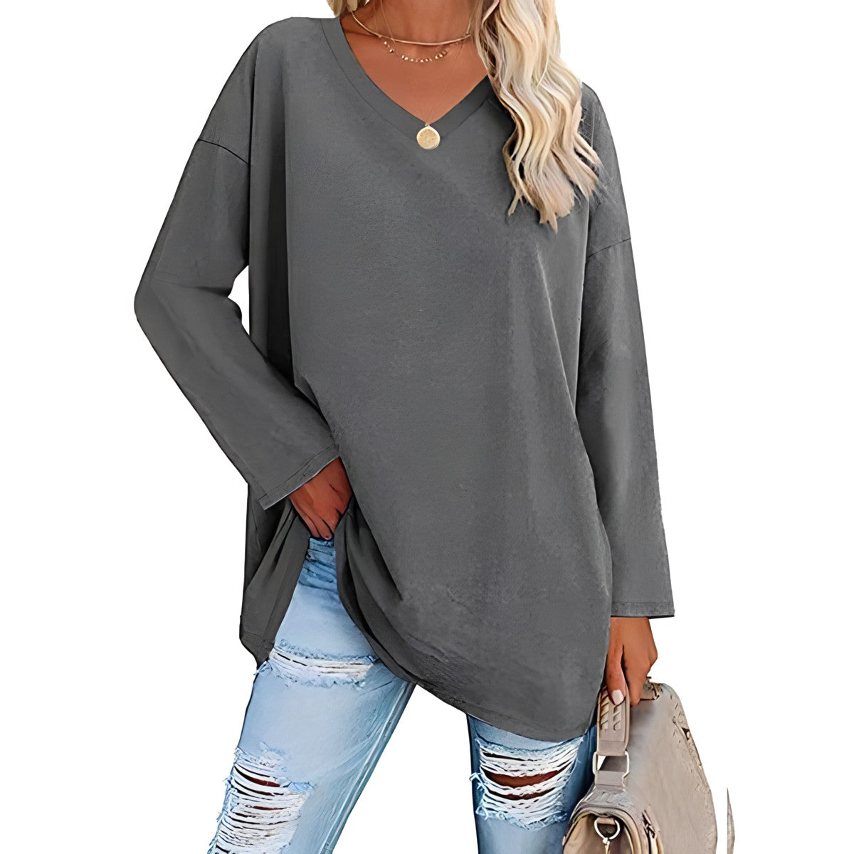 Frances Whitmore | Long Sleeve V-Neck Tunic Top For Women