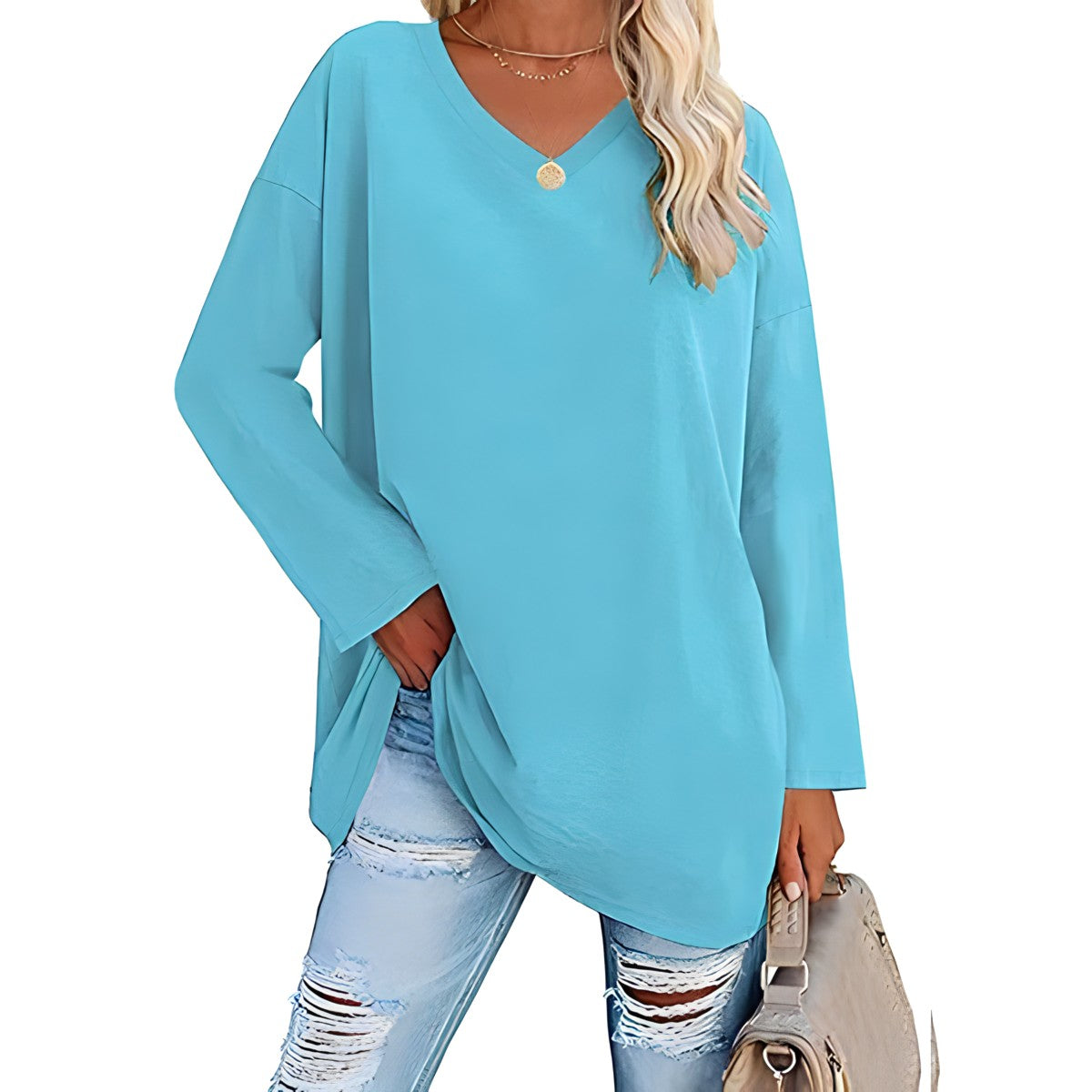 Frances Whitmore | Long Sleeve V-Neck Tunic Top For Women
