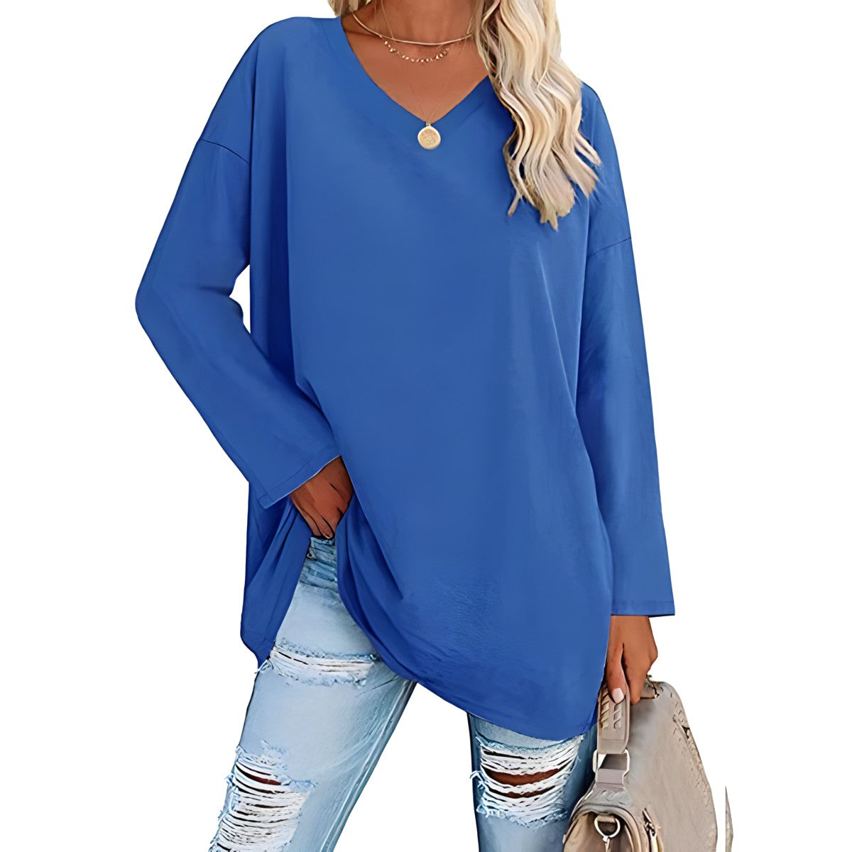 Frances Whitmore | Long Sleeve V-Neck Tunic Top For Women
